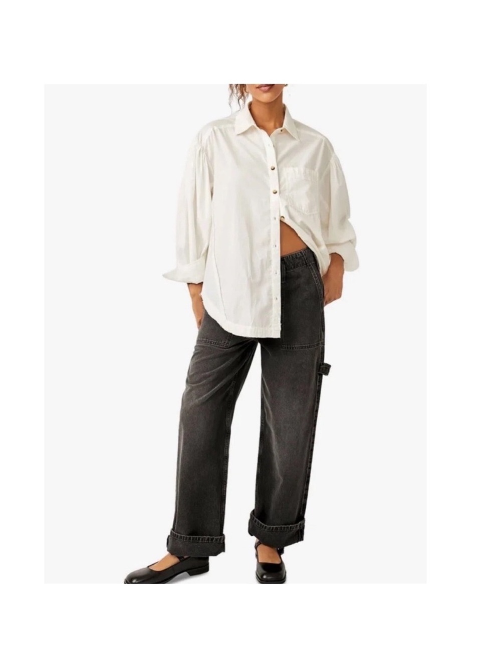 We The Free Black Washed Wide Leg Jean - Picture 1 of 6